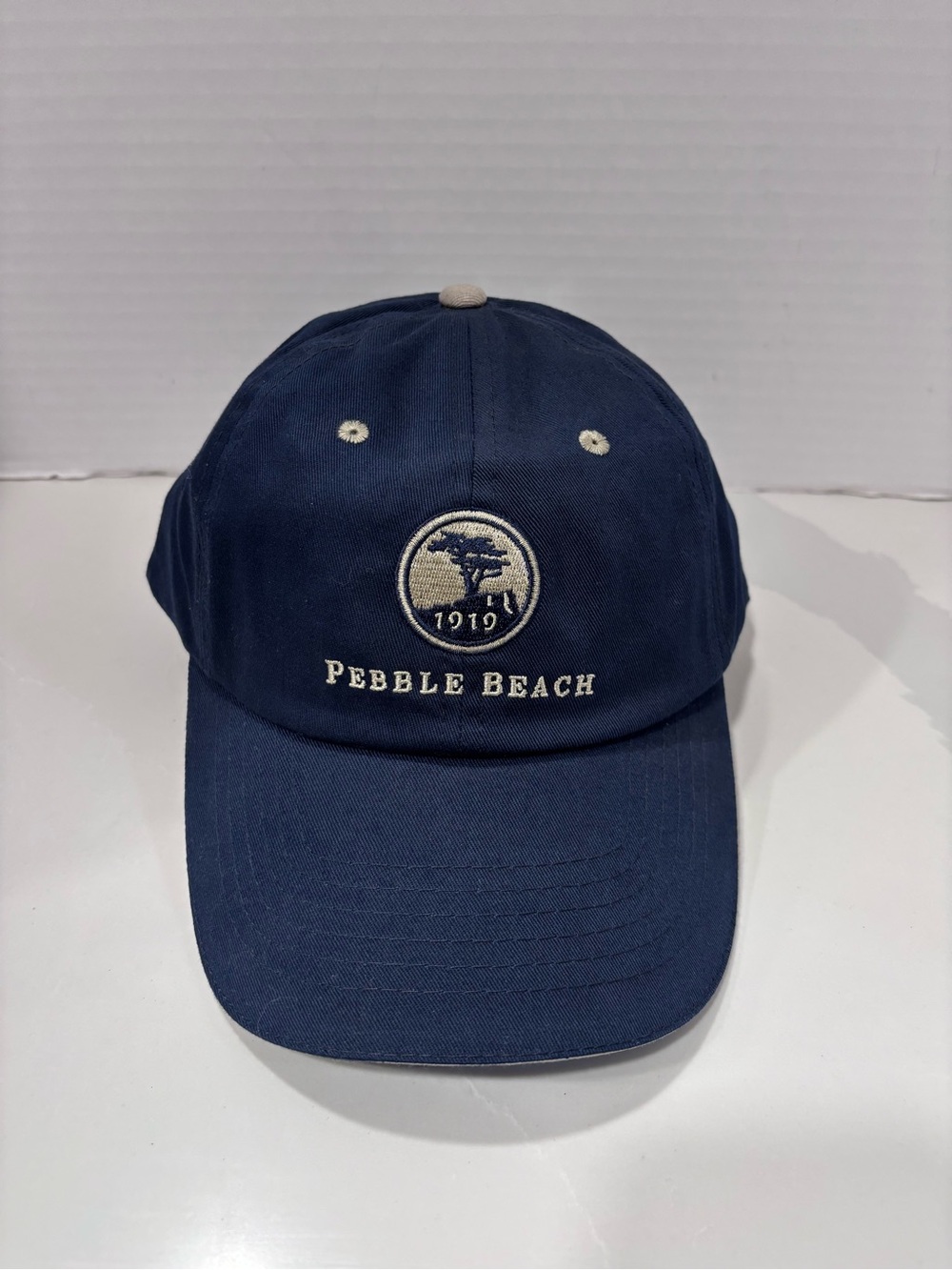 Pebble Beach Navy Golf Links Ball Cap with Cream Logo NWT